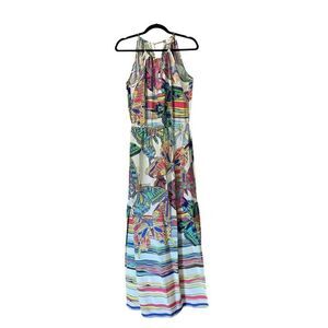 Amanda Uprichard Silk Floral Maxi Dress Butterfly Colorful Wedding Guest